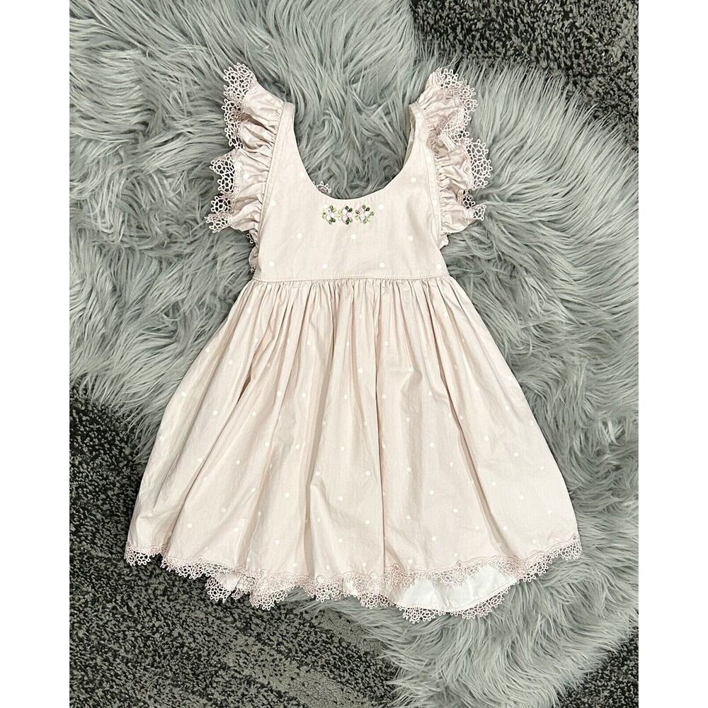Dollcake Girls All The Love Pink Blush Polka Dot Dress Size 2